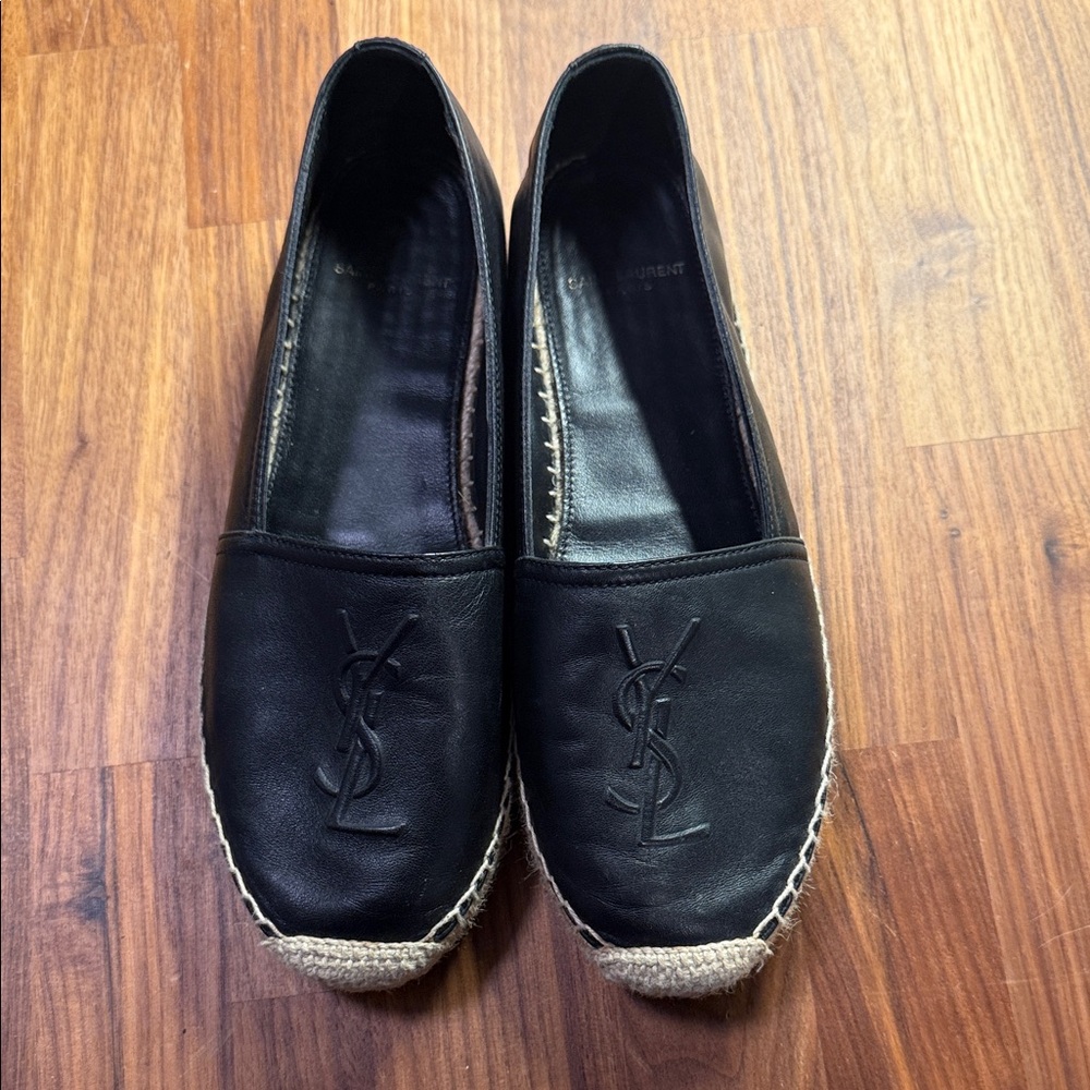 Yves Saint Laurent Black Leather Espadrilles
